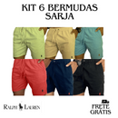 Kit 6 Bermudas Sarja -  Ralph Lauren Qualidade Premium