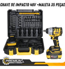 Chave de Impacto Profissional 48V com Kit 35 Peças + Maleta